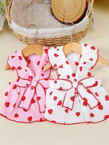 PETSIN 狗狗服装、猫咪服装、动物裙装、宠物春夏新品系列、幼犬连衣裙、公主风百搭连衣裙、条纹印花、小型动物服装、清凉防晒霜 - 彩色 - 查看 11