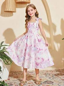 SHEIN Tween Girls Ditsy Floral Cami Dress - Mauve Purple - View 8