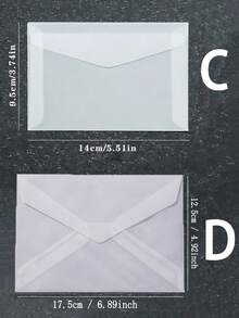 SHEIN 10个/批空白半透明信封，用于邀请函、明信片、欧式礼盒留言卡信封、婚礼商务信函 - 無色 - 查看 8