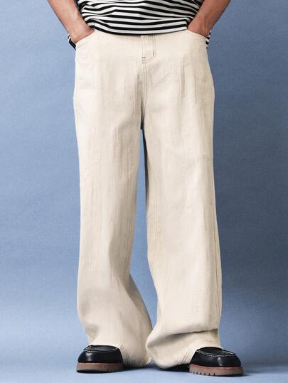 SUMWON Men's Light Wash Wide Leg Denim Jeans With Relaxed Fit And Full Length Casual Style