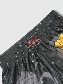 ROMWE MEN Adventure Time X ROMWE Men's Casual Cartoon Pattern Elastic Waist Boxing Shorts, Summer - Dark Grey - View 4