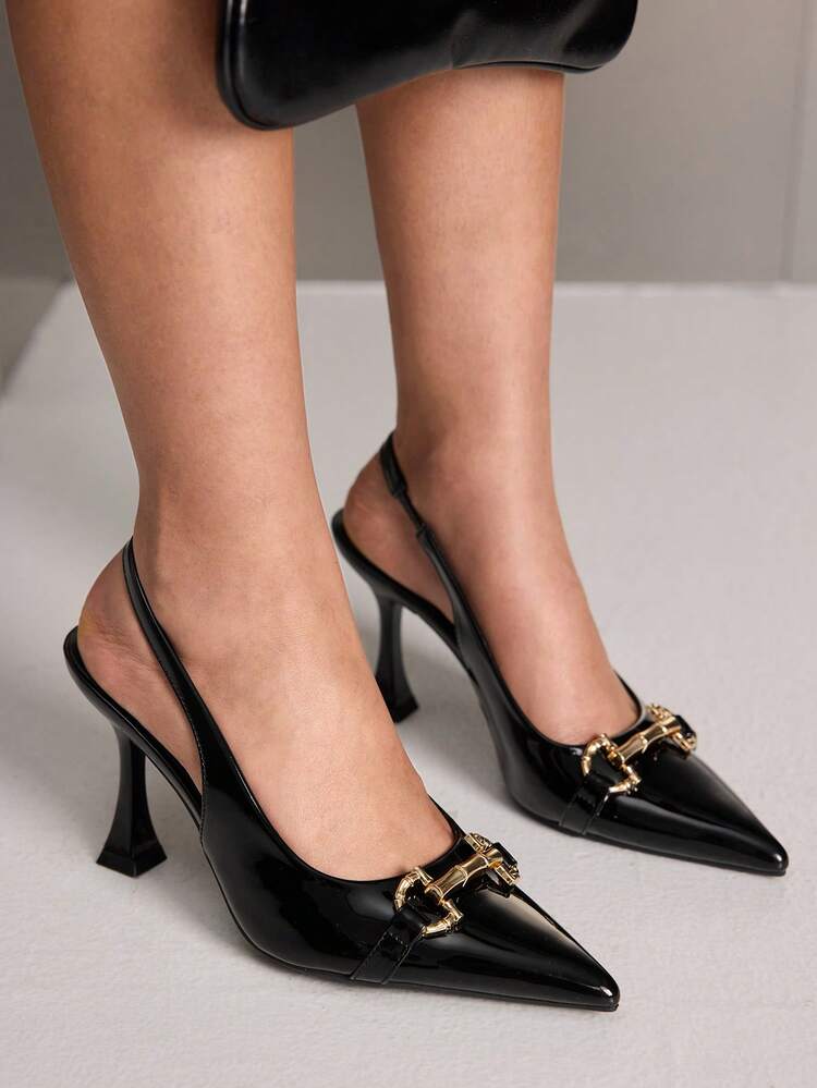 CUCCOO SZL Women's High Heels Pointed Toe 9CM Women's Burgundy High Heels Shoes Elegant Stiletto Shoes Mirror PU Material Easy To Wear After Lifting Metal Bamboo Buckle Black High Heels Brown High Heels Professional Shoes Fashion Versatile Suitable For Daily/Party/Commuting/Valentine's Day Dating/Christmas/Formal Women's Shoes