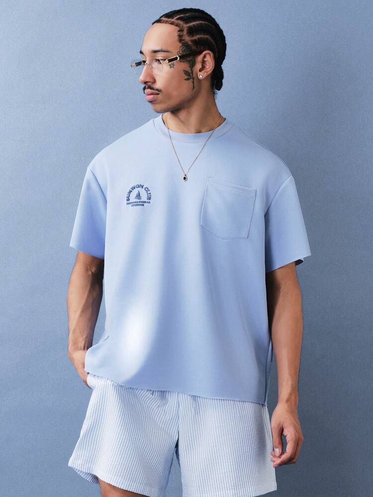 Boxy Crew Neck Tee With Sailing Logo