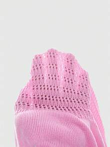 ROMWE Avant Cute, Sweet & Sexy Hollow-Out Knitted Beach Vacation Dress For Women - Baby Pink - View 5