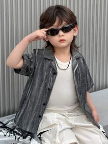 DAZY Young Boy Summer Casual Retro Short-Sleeve Shirt - Grey - View 2