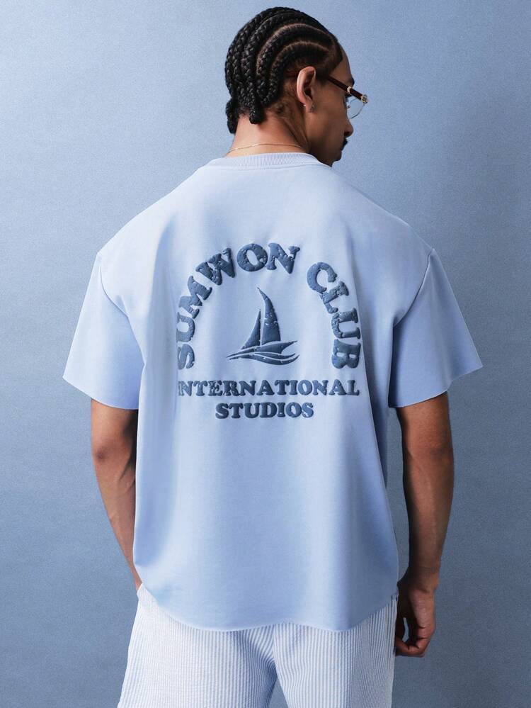 Boxy Crew Neck Tee With Sailing Logo