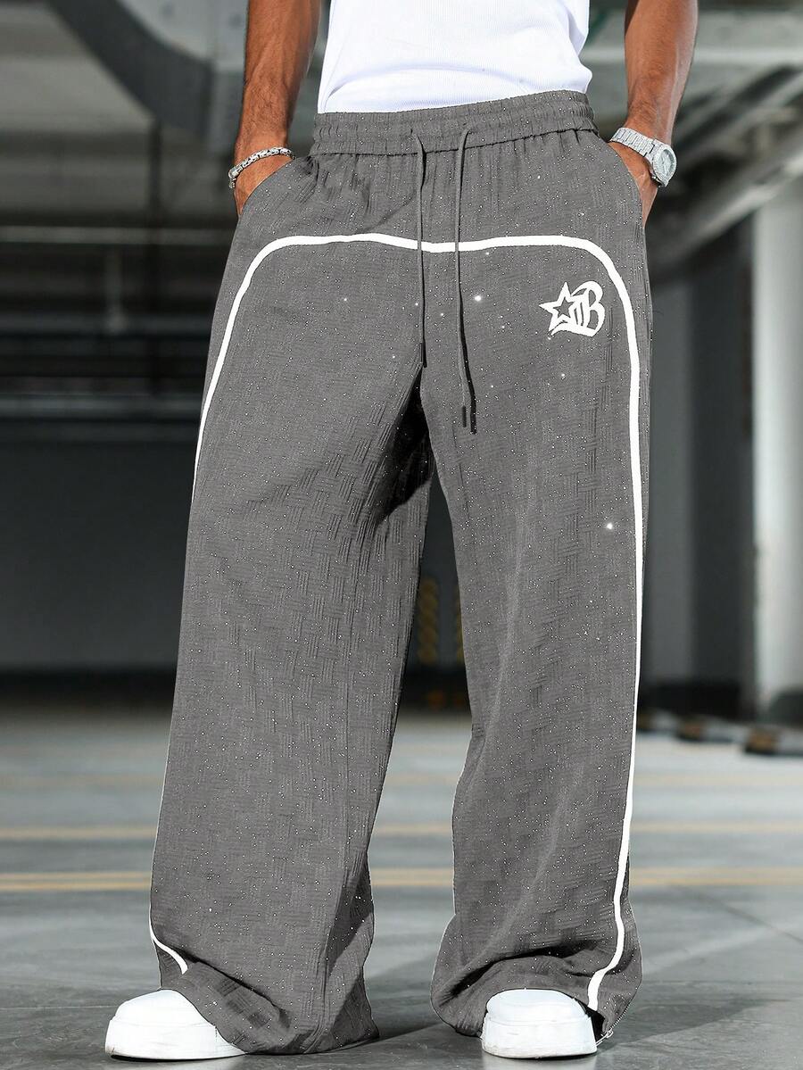 PAVTROS Pantalones con textura y brillo para jóvenes - Gris - Ver 1