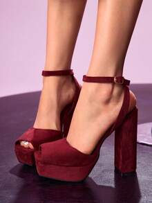 CUCCOO LuxiPop Women's Platform High-Heeled Sandals - Burgundy 1 - View 3