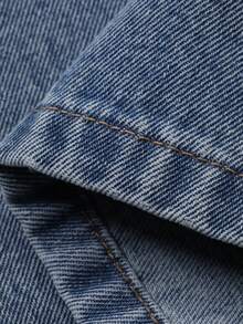 DAZY 女士低腰水洗宽松直筒牛仔裤，休闲街头风 - 淺色水洗藍 - 查看 7