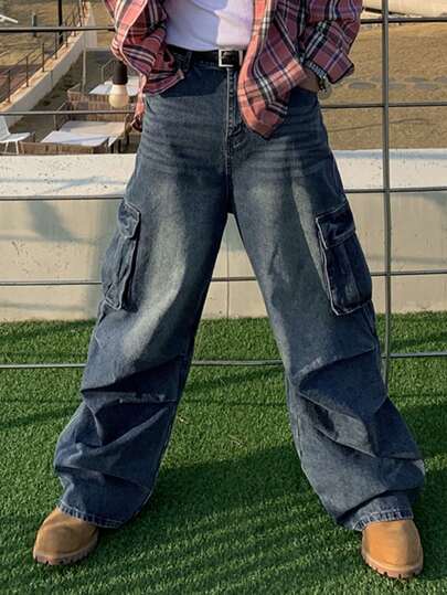 DAZY Men Flap Pocket Side Cargo Jeans