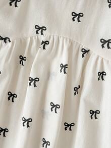 Cozy Pixies Baby Girl Round Neck Puff Sleeve Waist Tie Casual Comfortable Dress - Multicolor - View 4