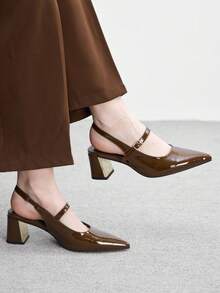 Brown patent leather