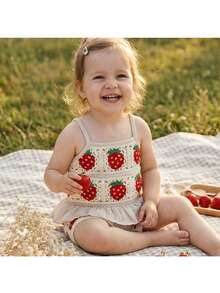Loomiva 女婴草莓丝带吊带背心和松紧腰短裤两件套 - 彩色 - 查看 5