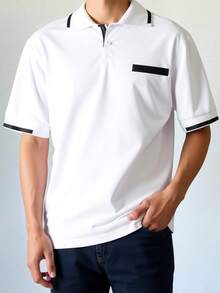 Mirajuku 1pc Fashionable White Polo Shirt For Teenage Boys,Soft & Comfortable Fabric For Summer,Beach,Back-To-School,Short Sleeve Versatile School Outing Tops - White - View 8
