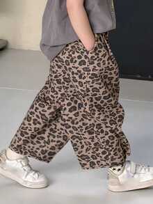 Dazy Kids Young Boys Leopard Print Loose Casual Versatile Pants - Brown - View 3