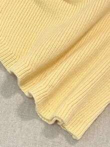 GlowEve Top sin mangas ajustado con volantes asimétricos y hombros descubiertos, elegante y dulce para mujer en primavera/verano - Amarillo claro - Ver 5