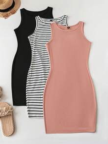 SHEIN LUNE 3 Stück/Set Große Größen Lässig Minimalistische Kleid Set für Outdoor & Zuhause Tragen Festival Old Money Sommer Ausgehen Frühling Outfits für Frauen Sommer Boho Old Money Sommer Outfits für Frauen St. Patrick Tag Outfit Ostern Sommer Outfits Frühling Outfits für Frauen Strand St. Patrick Ostern Loungewear Sets für Frauen Sommer Urlaub Outfits Frau Ostern Rave Outfits Festival Boho Damenbekleidung Land Outfits Frauen Land Konzert Outfit - Pink - View 1