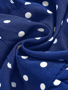 ROMWE Avant Women's Romantic Vacation Style Polka Dot & Plaid Backless Halter Neck Camisole Set - Blue - View 9