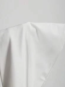 Mistrie Women's Sexy Deep V-Neck Fashion Ruched Designer Short-Sleeve Blouse - White - View 6