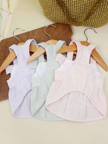 PETSIN 狗狗服装、猫咪服装、动物裙装、宠物春夏新品系列、幼犬连衣裙、公主风百搭连衣裙、条纹印花、小型动物服装、清凉防晒霜 - 彩色 - 查看 13