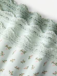 LUVLETTE Bộ 3 quần lót nữ cạp trung bằng cotton viền ren, kiểu quần đùi ngắn, họa tiết hoa, viền ren, màu xanh lá cây. - Nhiều màu - Xem 8