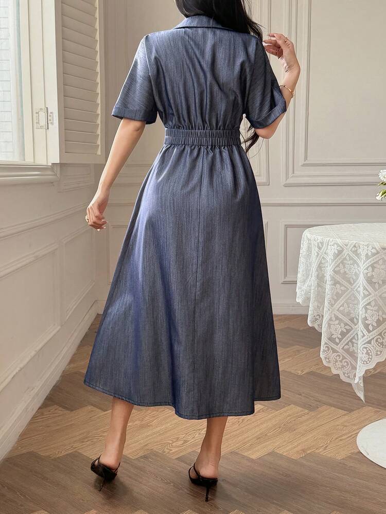 Women's Casual Solid Color Midi Dress Summer,Wedding Guest Dress Women Sundress