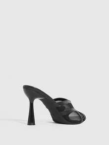 CUCCOO SZL Women's Fashion Mesh & PU Patchwork Comfortable Stiletto Sandals, Suitable For Office Wear, Autumn/Winter Spring Shoes Prom Heels Summer Shoes - Black - View 10