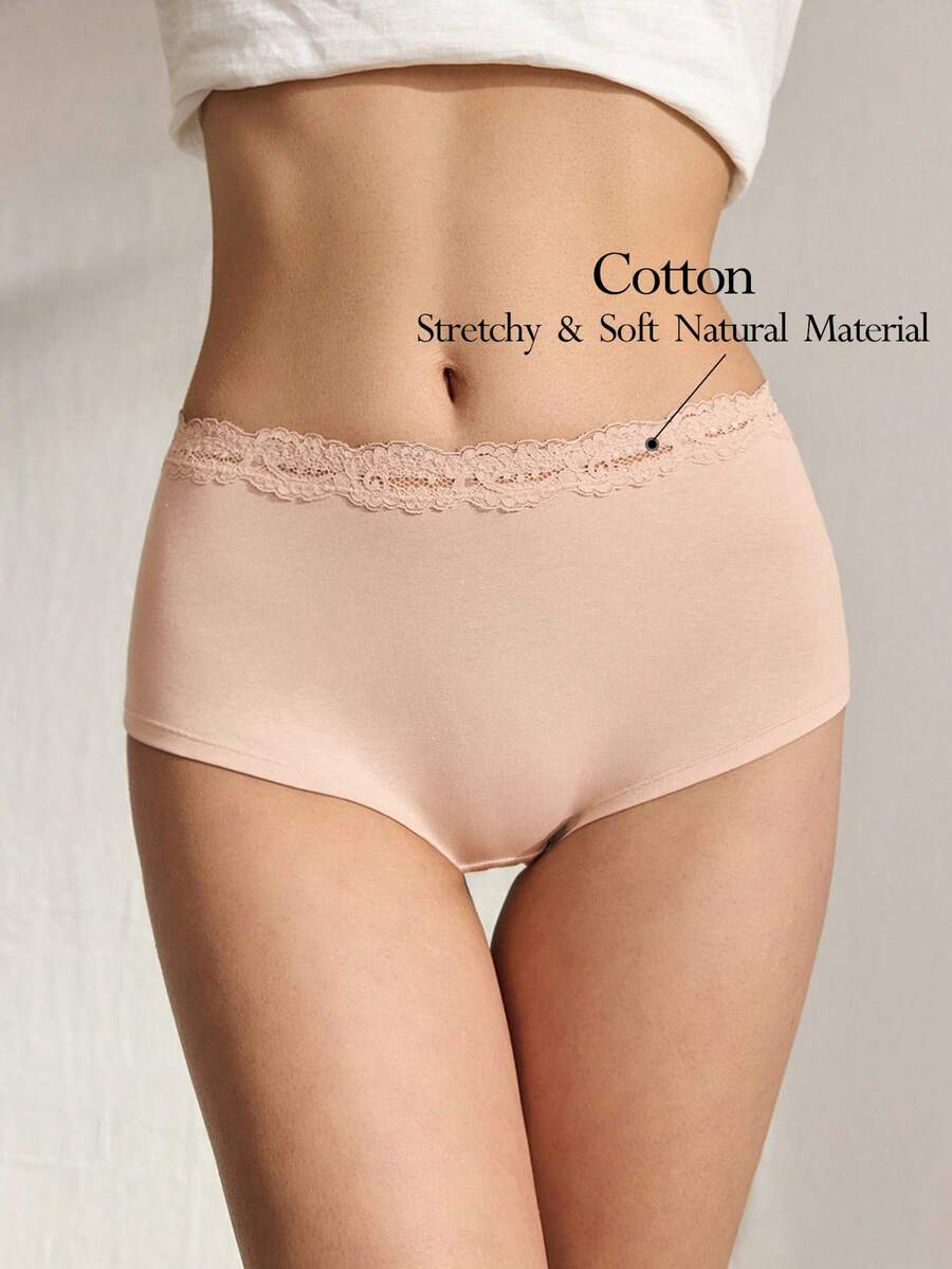 Ocili Leisure Basic White Cotton Lace Low Waist Comfortable Simple Soft 100% Cotton Chic Autumn Casual Sports Women Boyshort Panties - Yellow - View 1