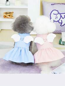 PETSIN 狗狗服装、猫咪服装、动物裙装、宠物春夏新品系列、幼犬连衣裙、公主风百搭连衣裙、条纹印花、小型动物服装、清凉防晒霜 - 彩色 - 查看 2