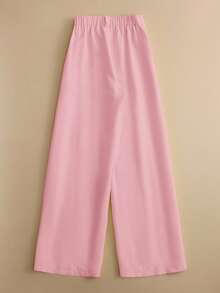 GlowEve 2pcs Dopamine Fashionable Rejuvenating Polo Collar Shirt & Pants Set - Pink - View 3