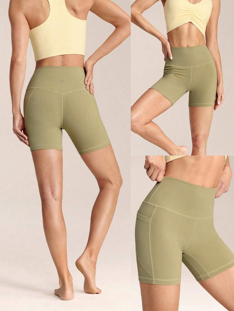 6" FeatherFit™ Flex Biker Shorts With Side Pockets Low Impact Yoga Pilates Daily