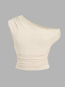 Tween Girl Casual Asymmetric Shoulder T-Shirt & Ruffle Hem Skirt Set - Black and White - View 2