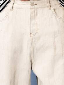 SUMWON Men's Light Wash Wide Leg Denim Jeans With Relaxed Fit And Full Length Casual Style - White - View 5