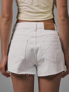 MUSERA High Waist Denim Mini Shorts Basics Autumn  Fall Cute Streetwear Going Out Casual Core Denim Spring Summer - White - View 6