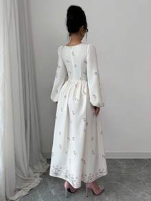 Modelyn Women's Woven Printed Fit And Flare Dress Fall Cloth For Women - Apricot - View 2