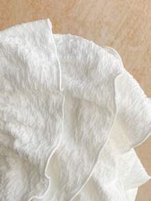 Soleia Vestido corto de verano para mujer de unicolor, con cuello halter, espalda descubierta, sin mangas, con recortes y volantes en el bajo - Blanco - Ver 7