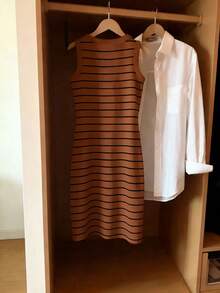 Resyla Women's New Striped Print Round Neck Fitted Sleeveless Dress, Spring/Summer - Multicolor - View 2