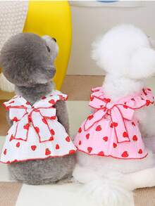 PETSIN 狗狗服装、猫咪服装、动物裙装、宠物春夏新品系列、幼犬连衣裙、公主风百搭连衣裙、条纹印花、小型动物服装、清凉防晒霜 - 彩色 - 查看 5