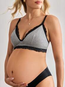 BloomMama Maternity Contrast Lace Nursing Bra - Multicolor - View 5