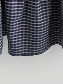 Sweetra Bow, Vacation, Summer Women Outfit, Autumn Japanese Sweet Cute Plaid Style Dress New Petite Preppy Style Reducing Age Slimming Princess Plaid Doll Dress Short Summer New Round Neck Bow Tie French Binding Loose Puff Cake Dress - Navy Blue - View 5