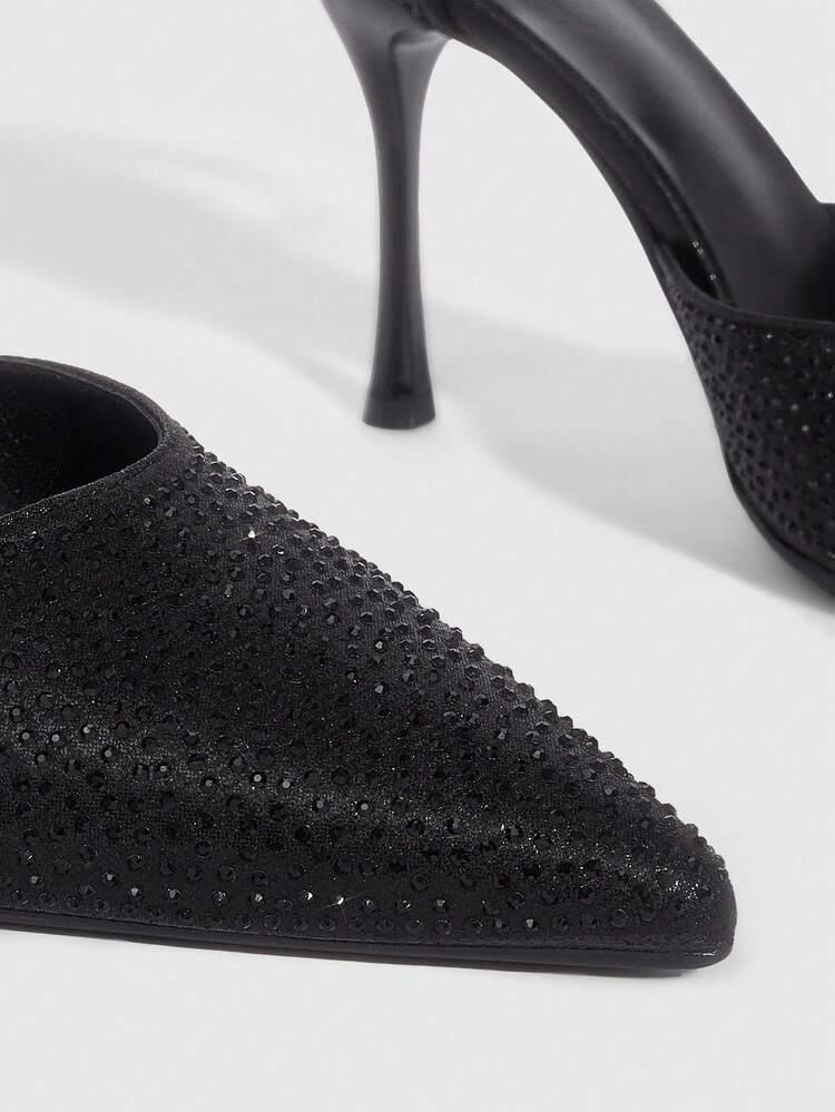 CUCCOO SZL Women's Fashion Pointed Toe Rhinestone Ankle Strap Hollow Out Sexy High Heel Party Pumps