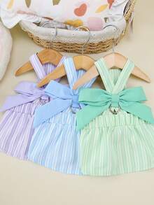 PETSIN 狗狗服装、猫咪服装、动物裙装、宠物春夏新品系列、幼犬连衣裙、公主风百搭连衣裙、条纹印花、小型动物服装、清凉防晒霜 - 彩色 - 查看 11