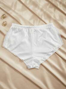 Charlaine 女士缎面蕾丝边侧开衩低腰内裤 - 白色 - 查看 7