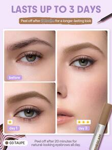 SHEGLAM Tint Lock Tattoo Peel Off Brow Gel-Taupe Brow Pomade Brand Beauty Makeup Face Paint Cosmetic For Women Girls Perfect For Spring Summer Ideal For Y2K Fancy Fashion Suitable For Birthday Mother'S Day Gift Rave Festival Party Ready Best Color - Taupe - View 3
