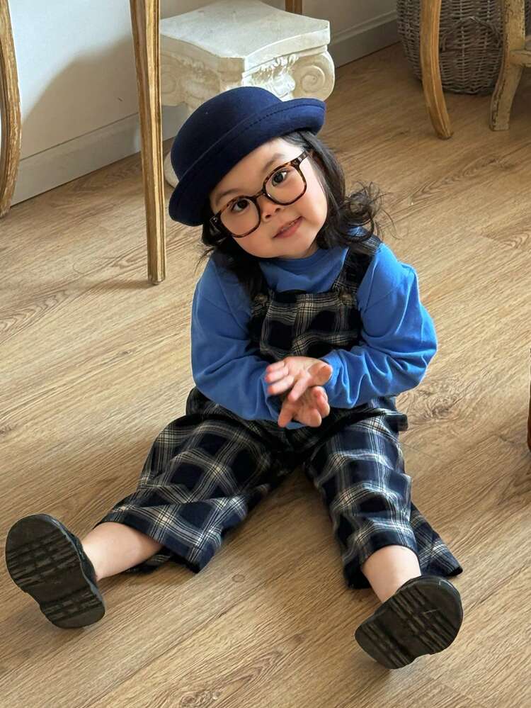 Baby Girl Plaid Jumpsuit, Korean Style Casual Bib Pants, Summer New Fashion