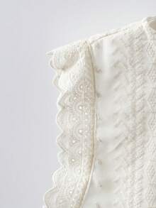 GlowEve 女士圆领几何刺绣图案休闲百搭日常衬衫 - 白色 - 查看 5