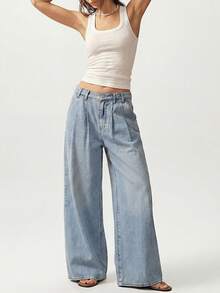 Bohemela Spring-To-Summer Women's Jeans,Light Blue Jeans,Spring To Summer,Comfortable Denim,Loose-Fit Denim Pants - Black - View 1