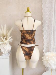 Bonvoyette 女士沙滩夏季音乐节吊带金属饰品打结丁字裤成熟度假风坦克比基尼套装 - 彩色 - 查看 2