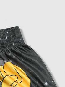 ROMWE MEN Adventure Time X ROMWE Men's Casual Cartoon Pattern Elastic Waist Boxing Shorts, Summer - Dark Grey - View 5