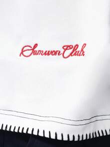 SUMWON Camiseta básica de algodón de manga corta de ajuste regular con cuello redondo, bolsillo y detalles de pespunte en contraste, blanca, para uso casual diario - Blanco - Ver 5